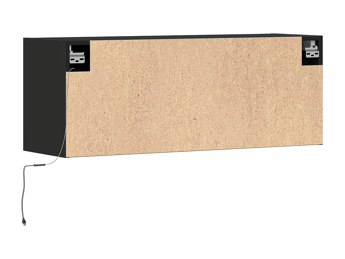 Mueble de TV de pared con luces LED negro 100x31x35 cm