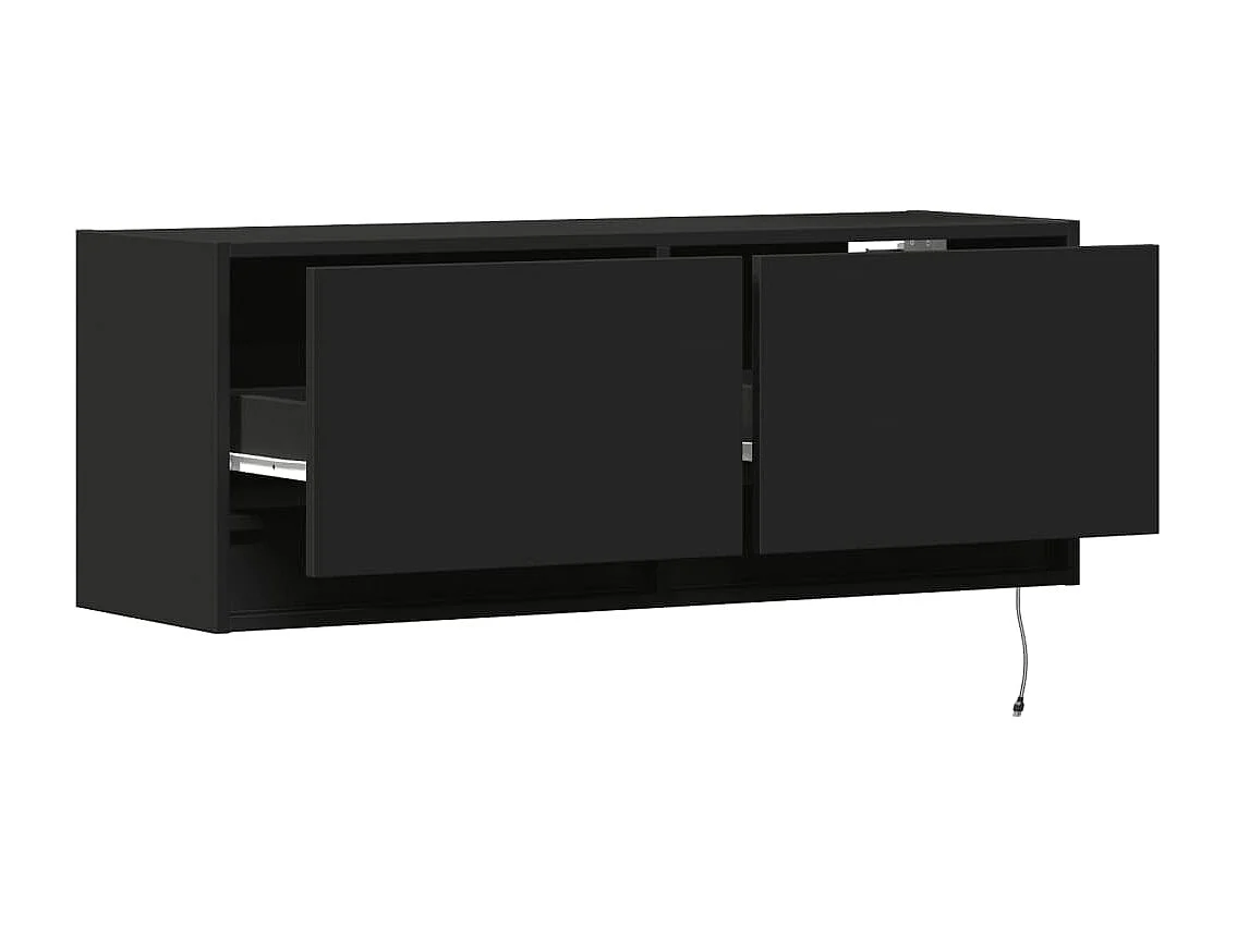Mueble de TV de pared con luces LED negro 100x31x35 cm