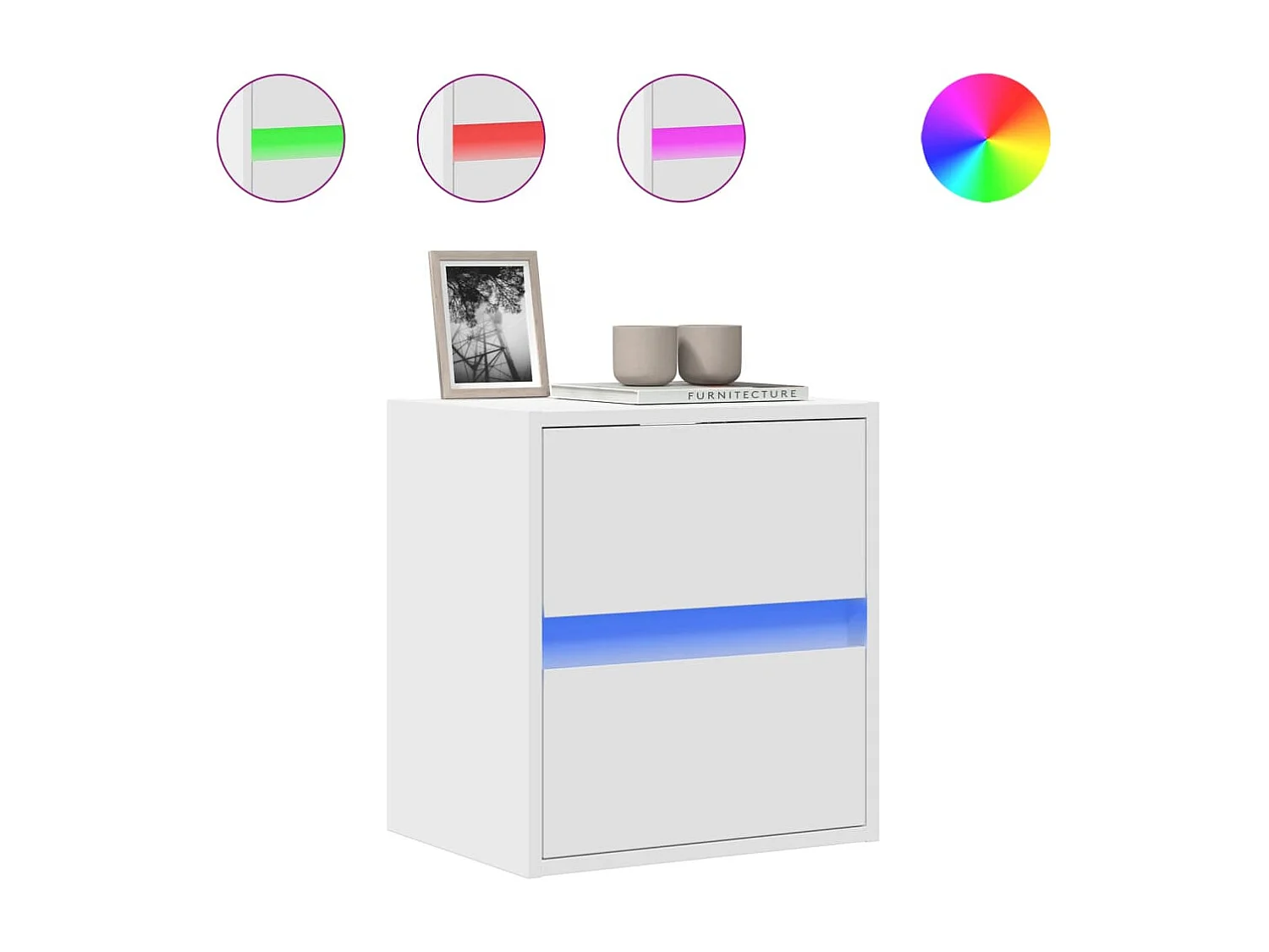 Mobile TV a Parete con Luci LED Bianco 41x31x45 cm