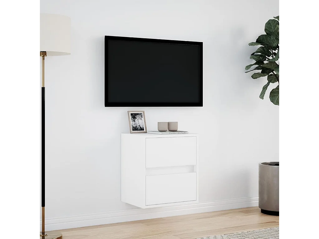 Mobile TV a Parete con Luci LED Bianco 41x31x45 cm