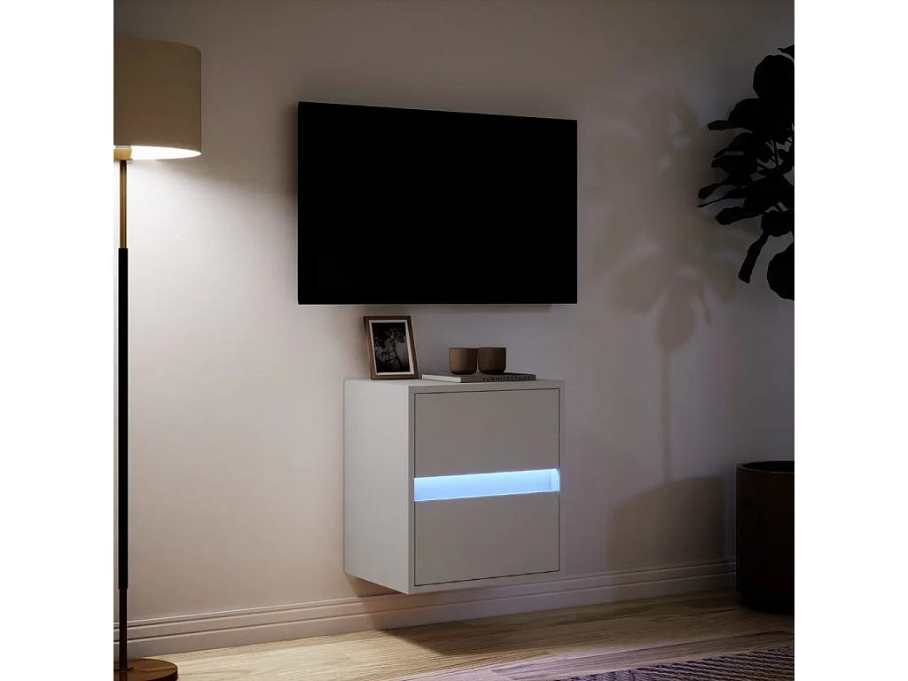 Mobile TV a Parete con Luci LED Bianco 41x31x45 cm