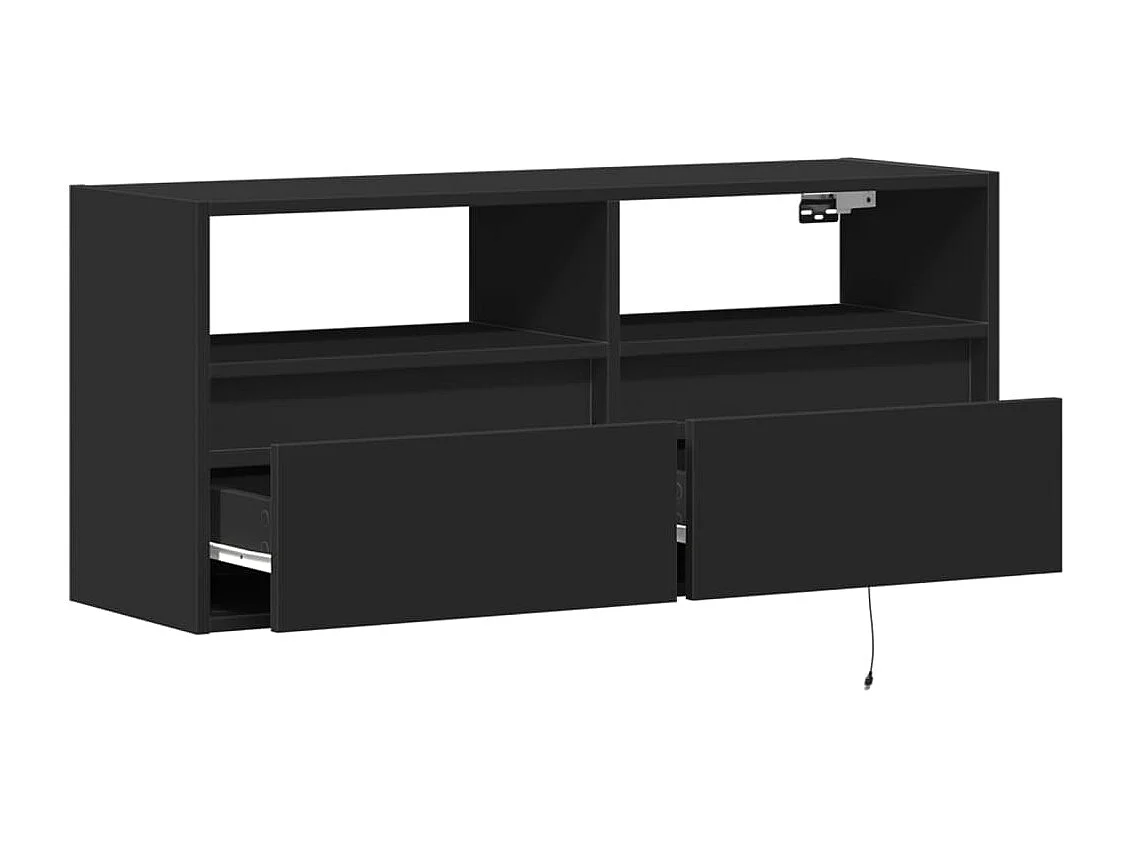 Mobile TV a Parete con Luci LED Nero 100x31x45 cm
