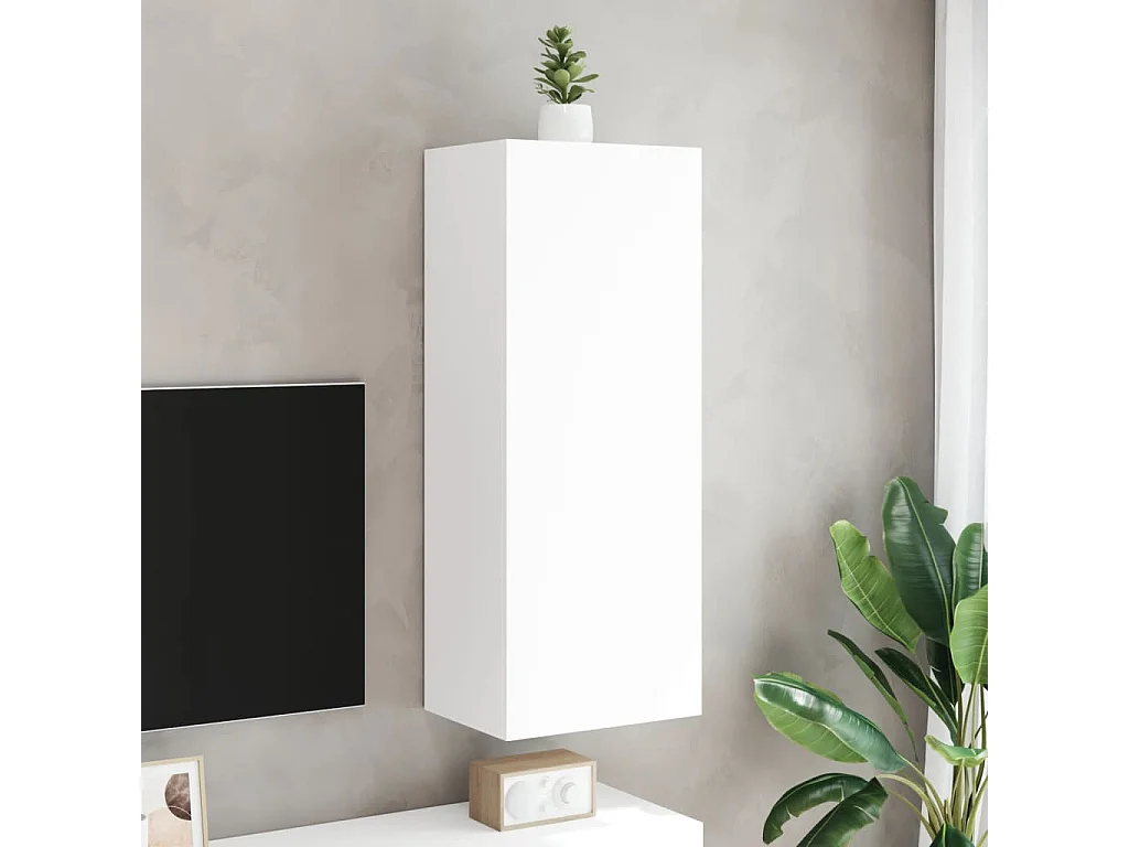 Meuble TV mural blanc 40,5x30x102 cm bois d'ingénierie