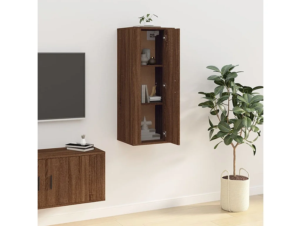 Mobile Porta TV a Parete Rovere Marrone 40x34,5x100 cm