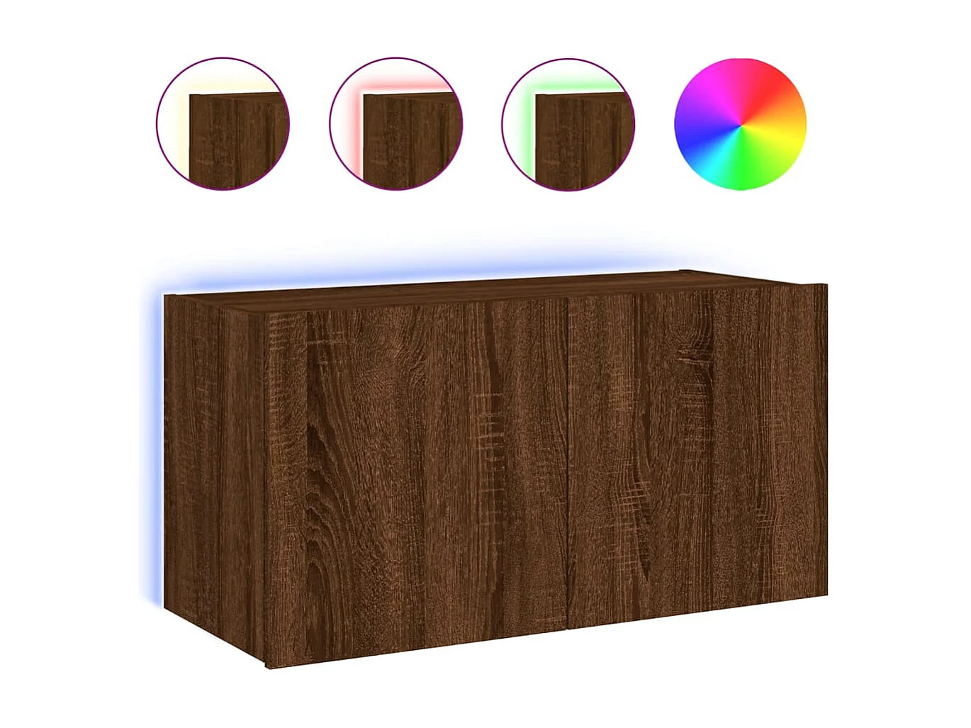 TV-Wandschrank mit LED-Leuchten Braun Eichen-Optik 80x35x41 cm