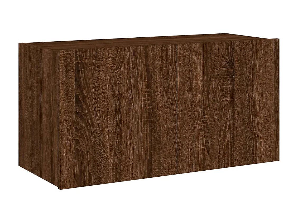 TV-Wandschrank mit LED-Leuchten Braun Eichen-Optik 80x35x41 cm