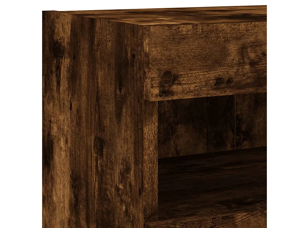 Meuble TV mural avec lumières LED chêne fumé 80x30x40 cm