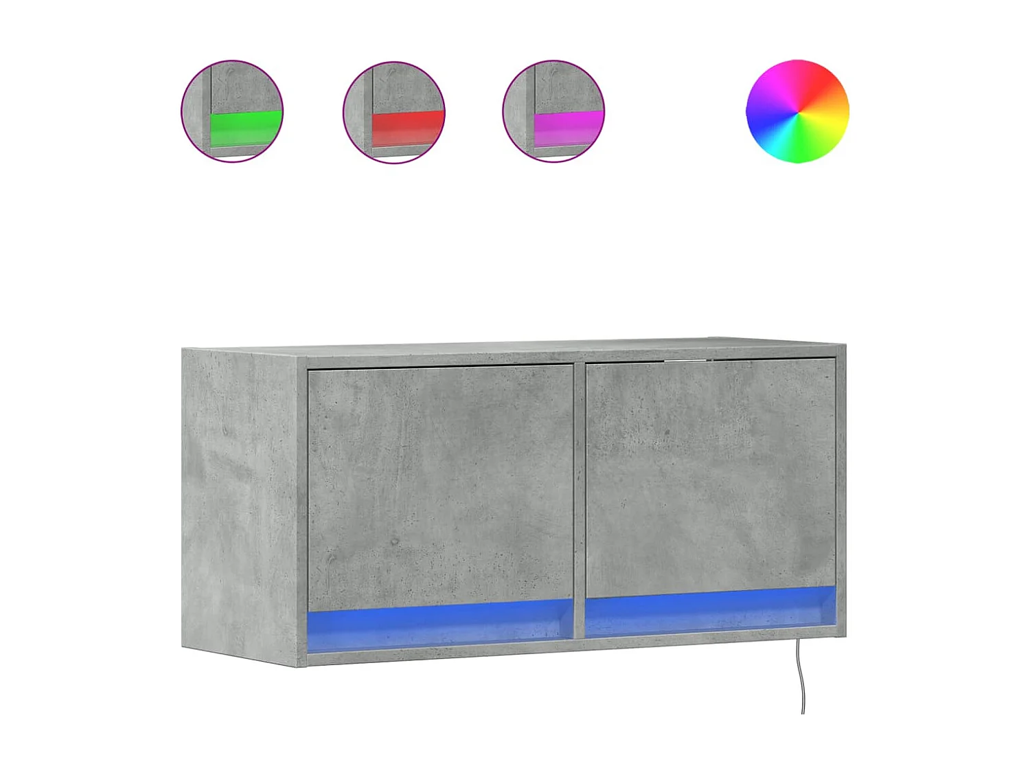 Mueble de TV de pared con luces LED gris hormigón 80x31x35 cm