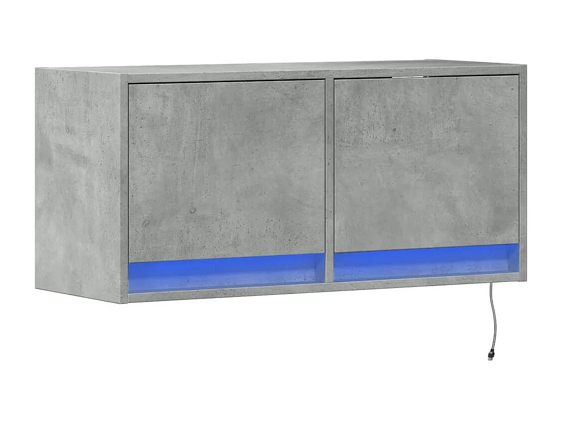 Mueble de TV de pared con luces LED gris hormigón 80x31x35 cm