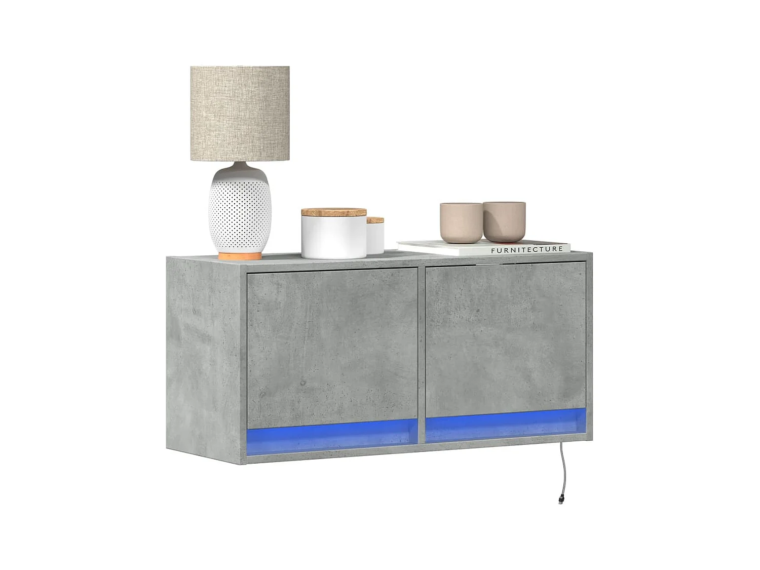 Tv-wandmeubel met LED-verlichting 80x31x35 cm betongrijs