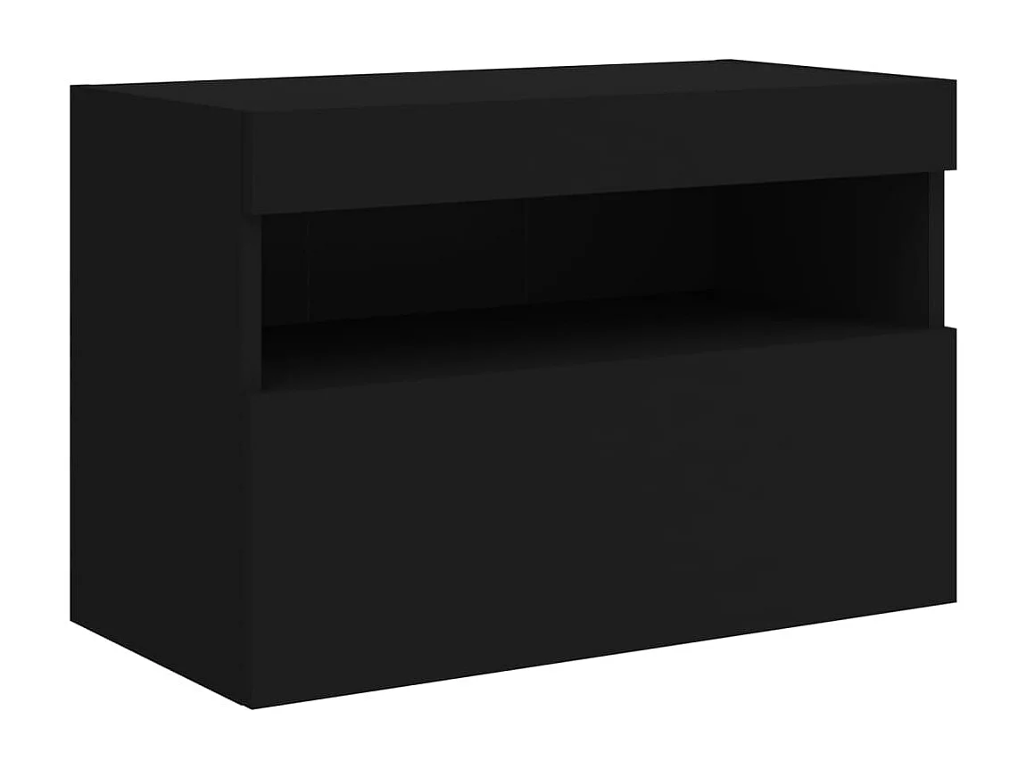 Mobile TV a Parete con Luci LED Nero 60x30x40 cm