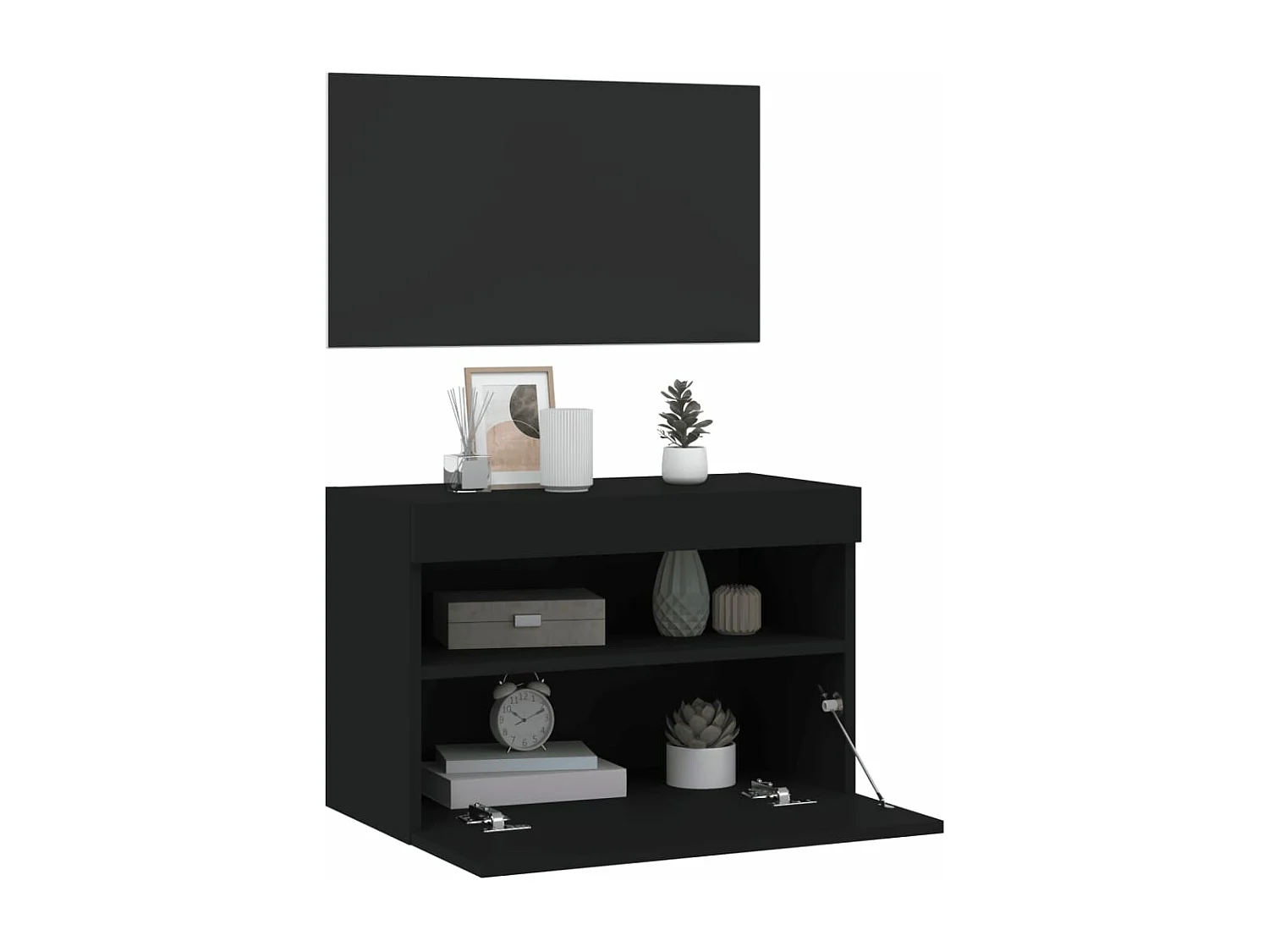 Mobile TV a Parete con Luci LED Nero 60x30x40 cm