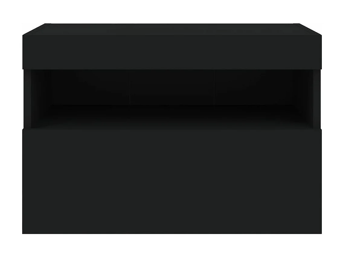 Móvel de parede para TV com luzes LED 60x30x40 cm preto