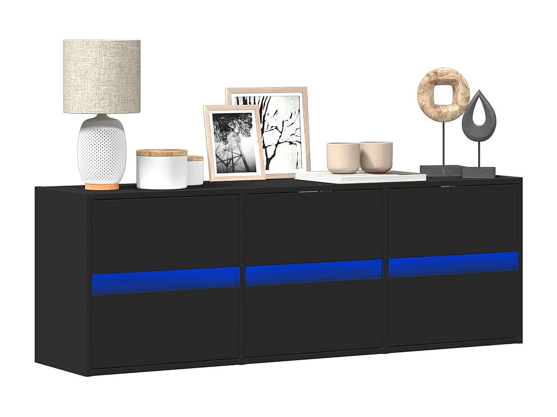 TV-Wandschrank mit LED-Beleuchtung Schwarz 130x31x45 cm