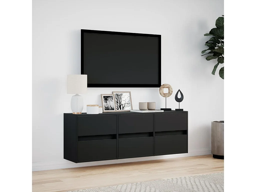 TV-Wandschrank mit LED-Beleuchtung Schwarz 130x31x45 cm