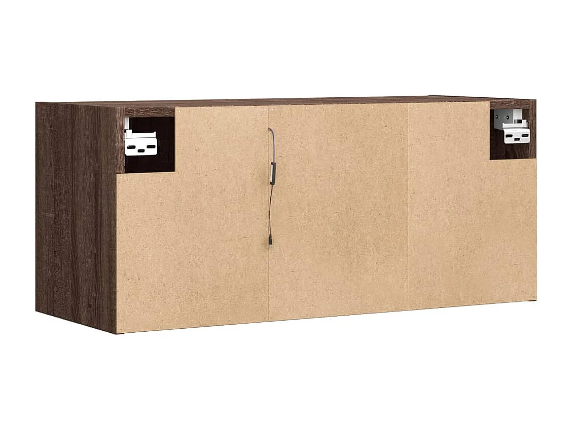 Mobile TV a Parete con Luci LED Rovere Marrone 80x31x35 cm