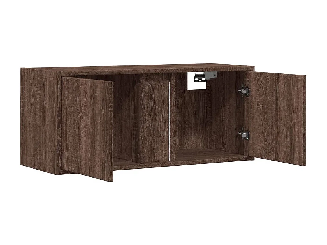 Mobile TV a Parete con Luci LED Rovere Marrone 80x31x35 cm