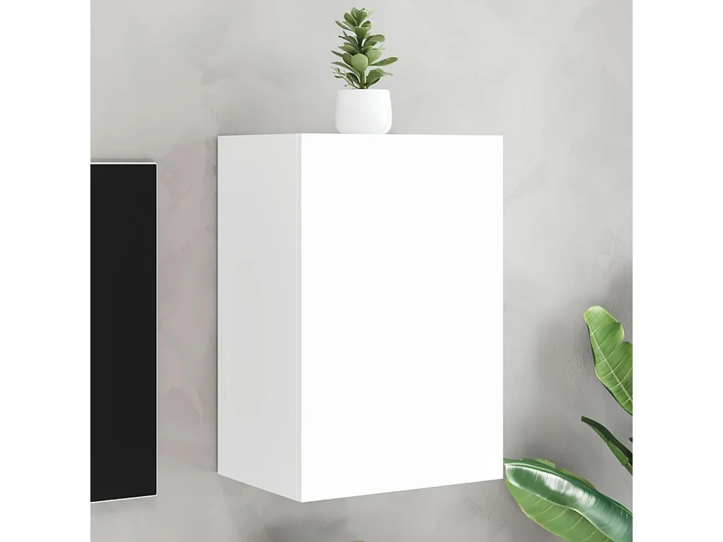 Meuble TV mural blanc 40,5x30x60 cm bois d'ingénierie