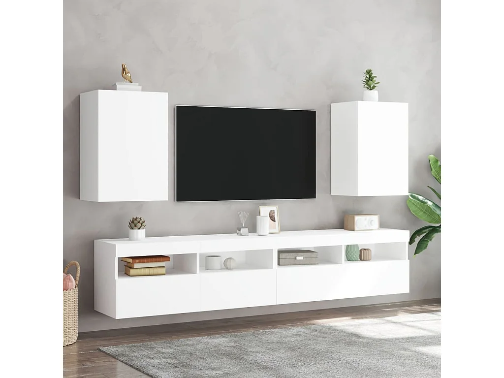Meuble TV mural blanc 40,5x30x60 cm bois d'ingénierie
