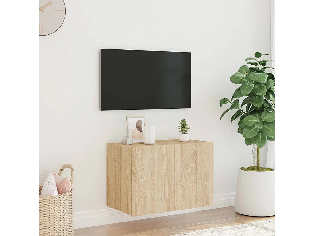 TV-Wandschrank mit LED-Leuchten Sonoma-Eiche 60x35x41 cm