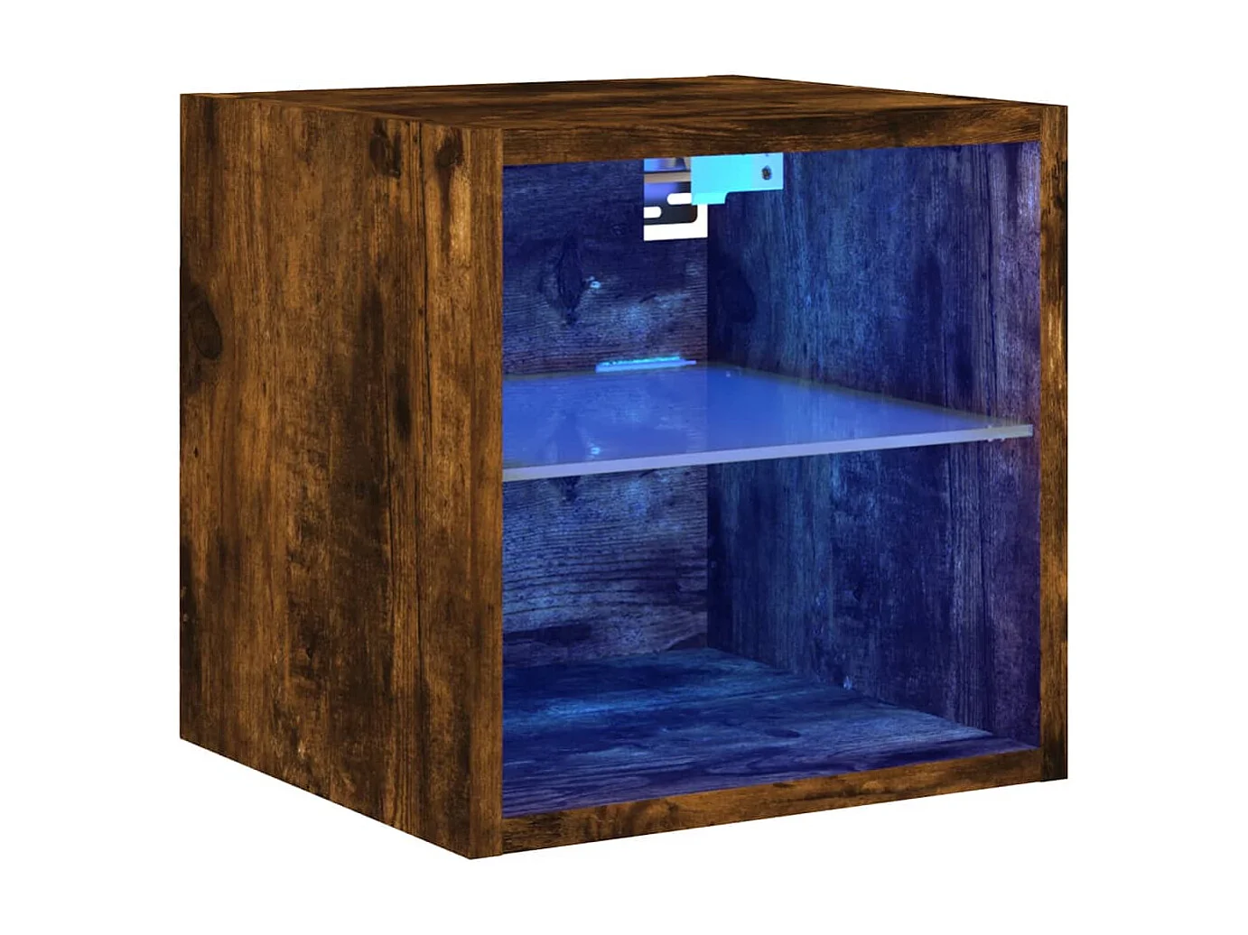 Mueble de TV de pared con luces LED roble ahumado 30x28,5x30 cm