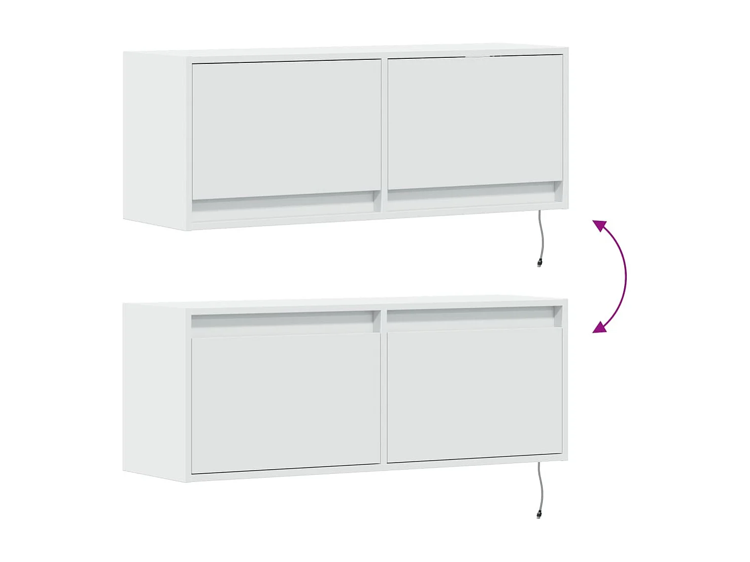 Mobile TV a Parete con Luci LED Bianco 100x31x35 cm