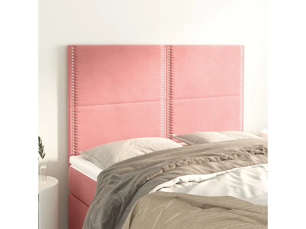 Cabeceira de cama 4 pcs veludo 72x5x78/88 cm rosa