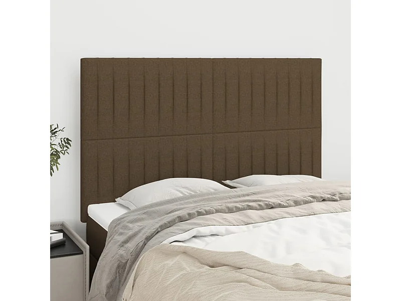 Têtes de lit 4 pcs Marron foncé 72x5x78/88 cm Tissu
