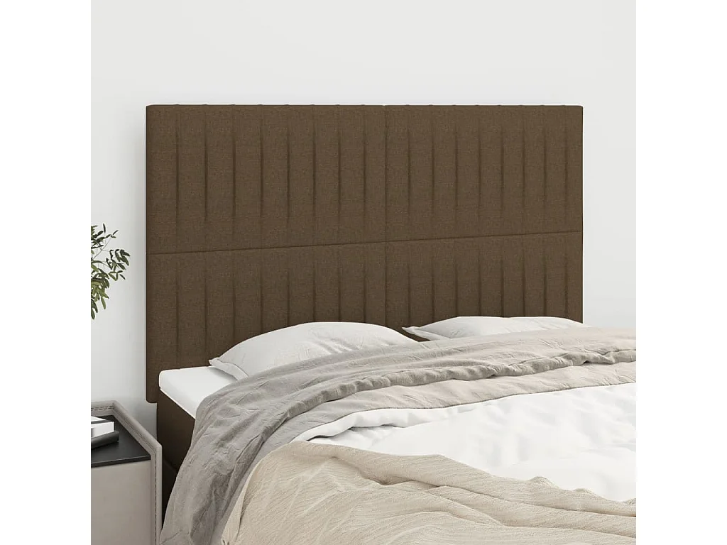 Têtes de lit 4 pcs Marron foncé 72x5x78/88 cm Tissu