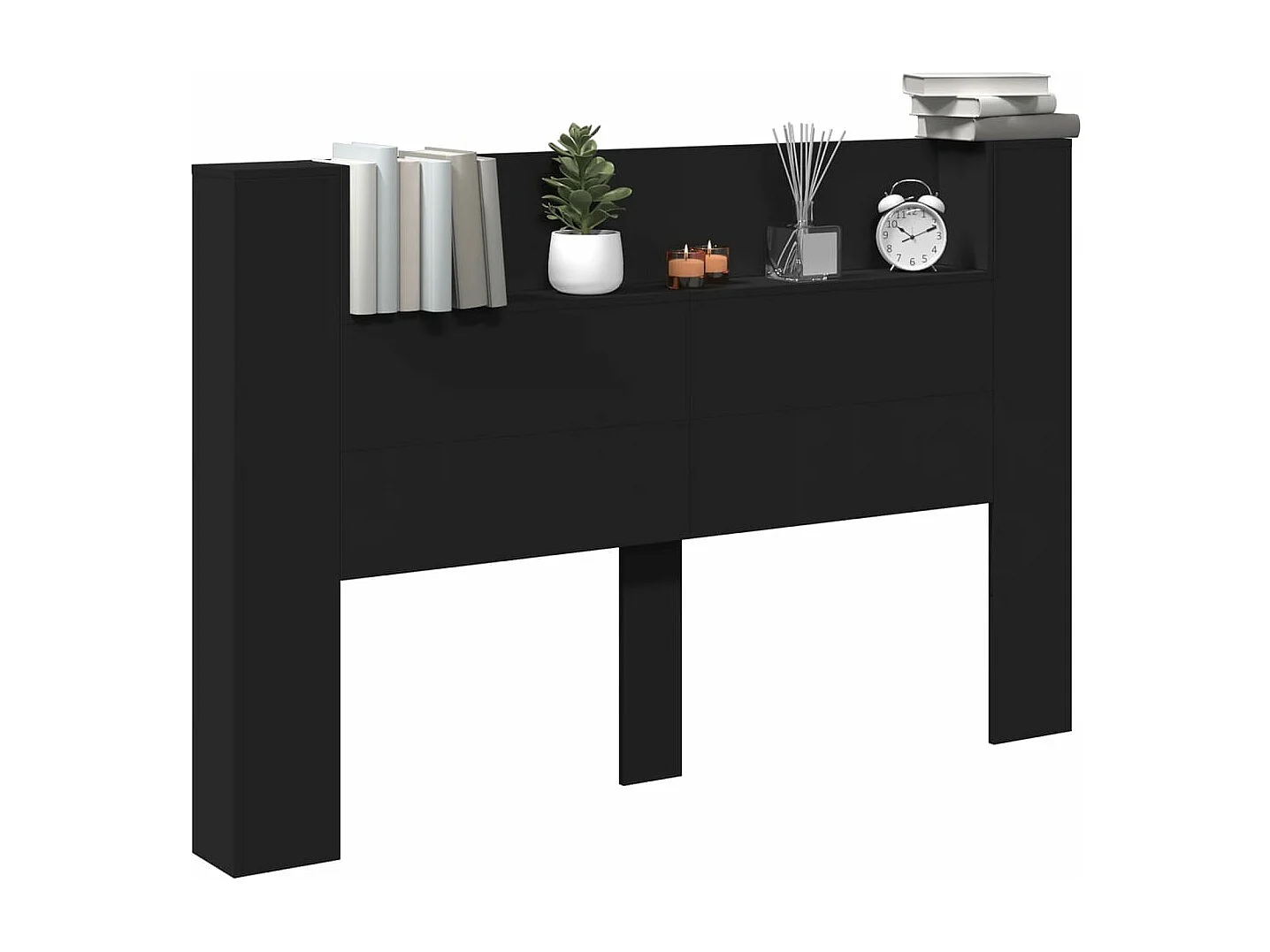 Armário de cabeceira com luzes LED 160x16,5x103,5 cm preto