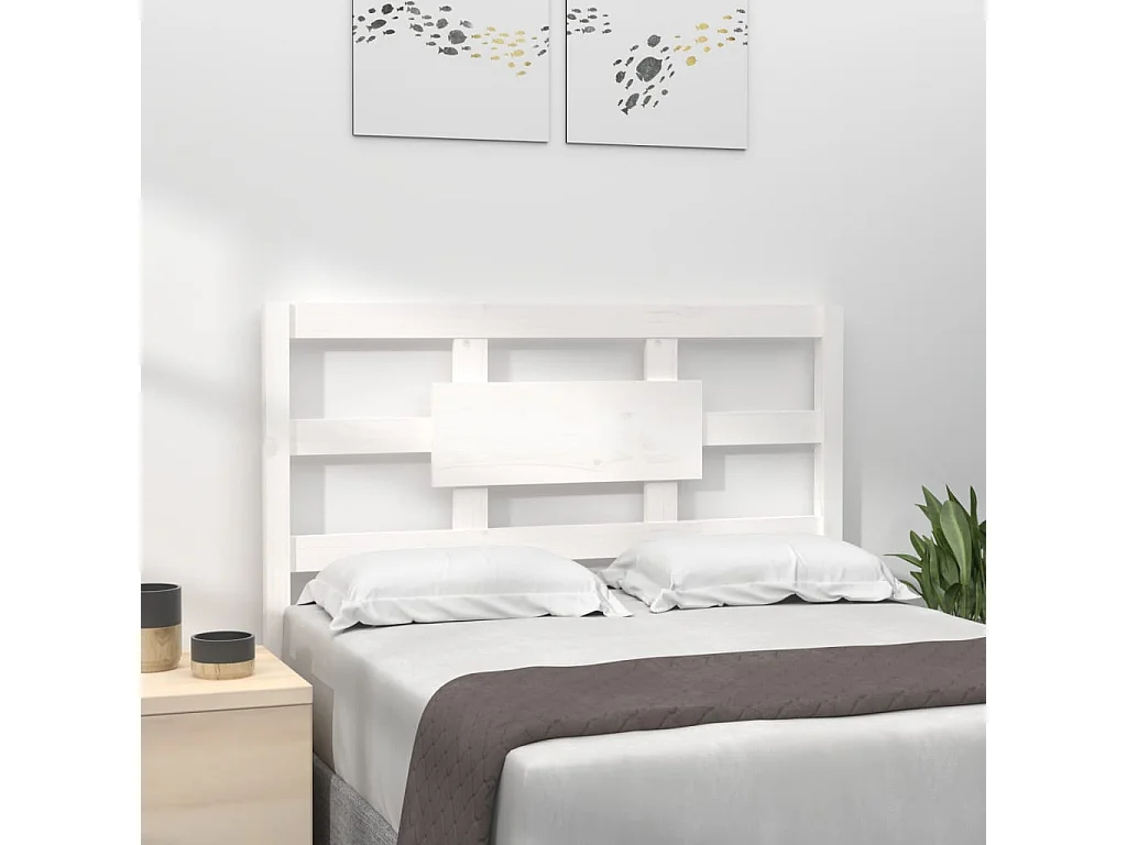 Cabeceira de cama 105,5x4x100 cm madeira de pinho maciça branco