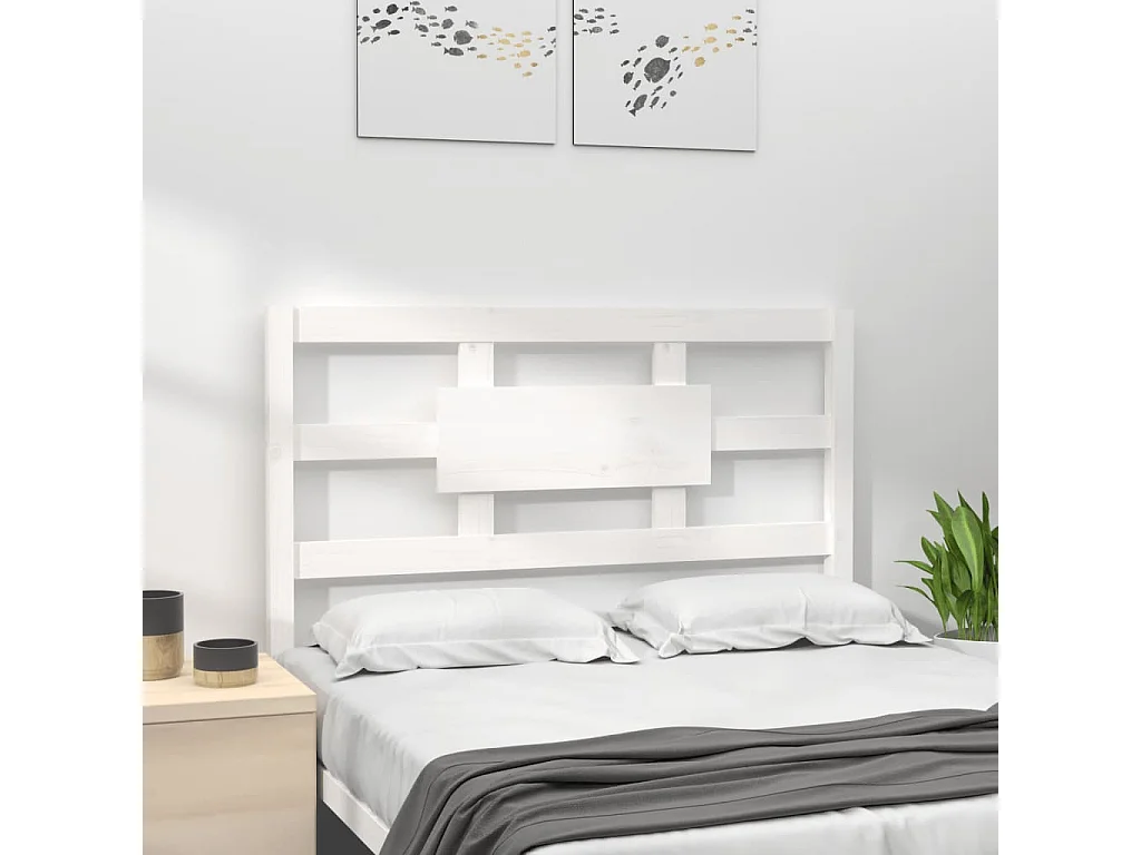 Cabeceira de cama 105,5x4x100 cm madeira de pinho maciça branco
