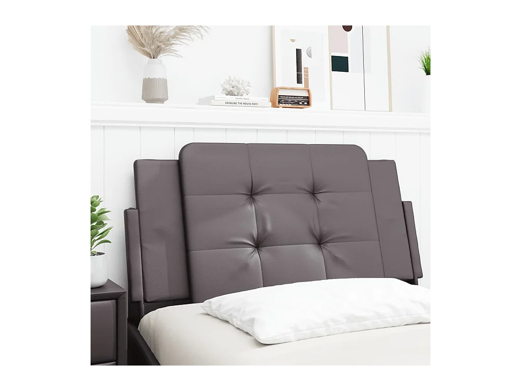 Coussin de tête de lit gris 100 cm similicuir