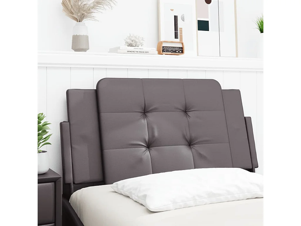 Coussin de tête de lit gris 100 cm similicuir