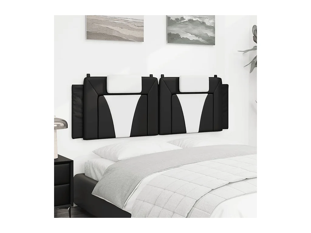 Coussin de tête de lit noir et blanc 160 cm similicuir