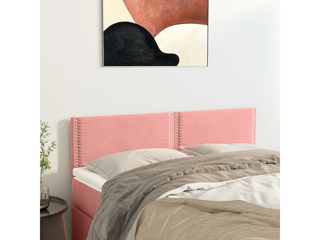 Cabeceira de cama 2 pcs veludo 72x5x78/88 cm rosa