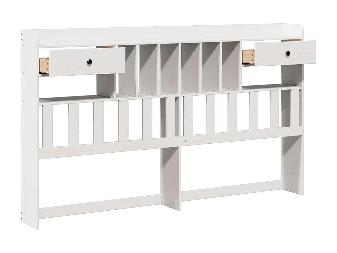 Tête de lit avec rangement blanc 200 cm bois massif de pin
