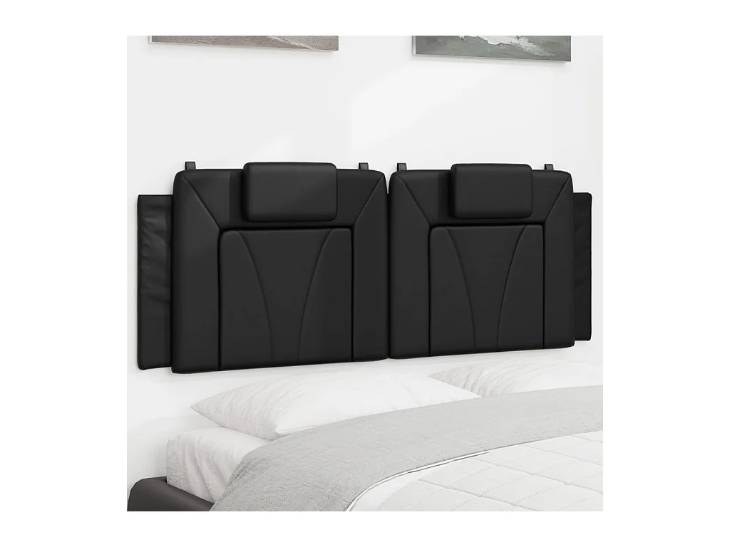 Hoofdbordkussen 140 cm kunstleer zwart