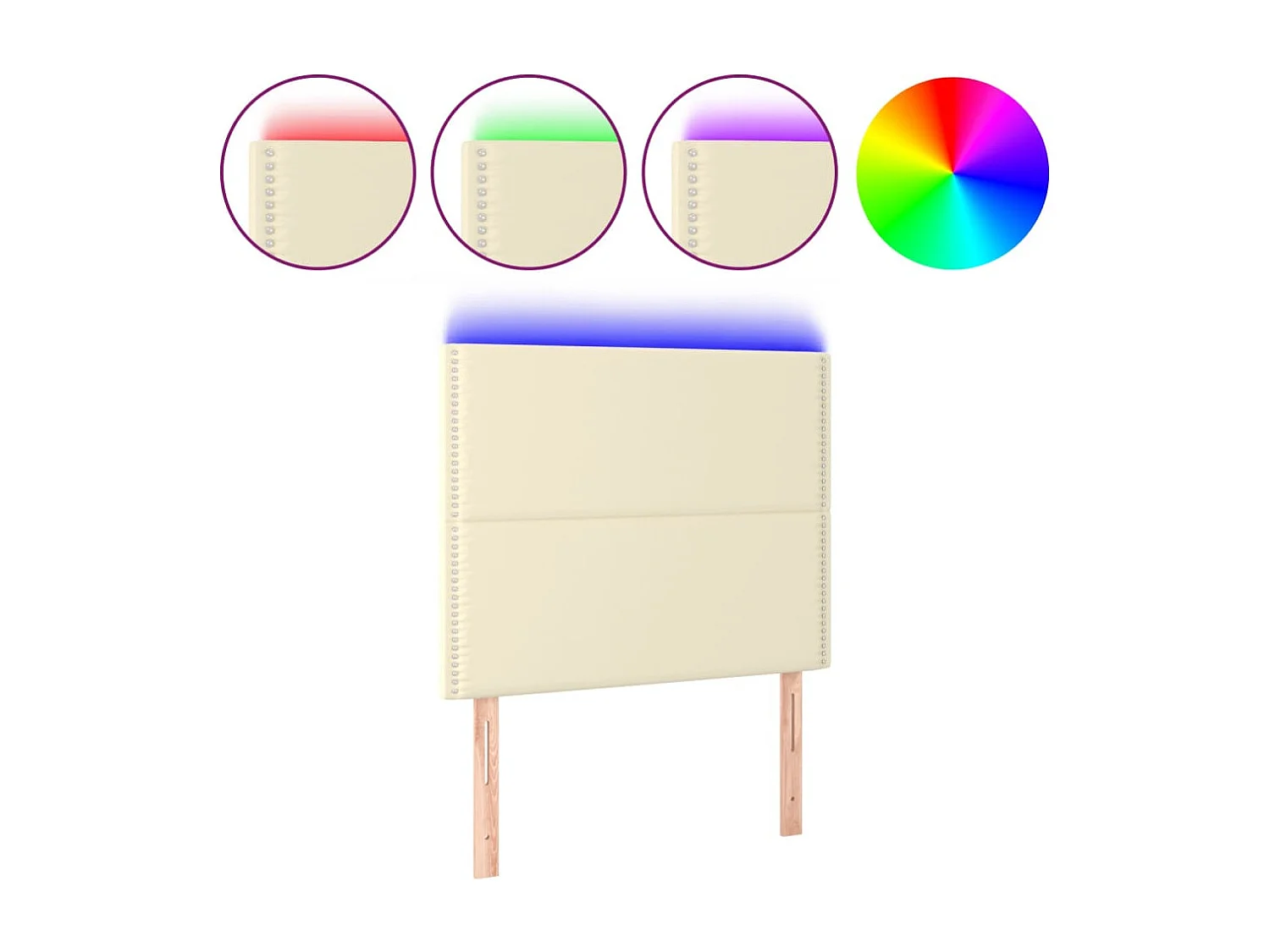 Tête de lit à LED Crème 80x5x118/128 cm Similicuir