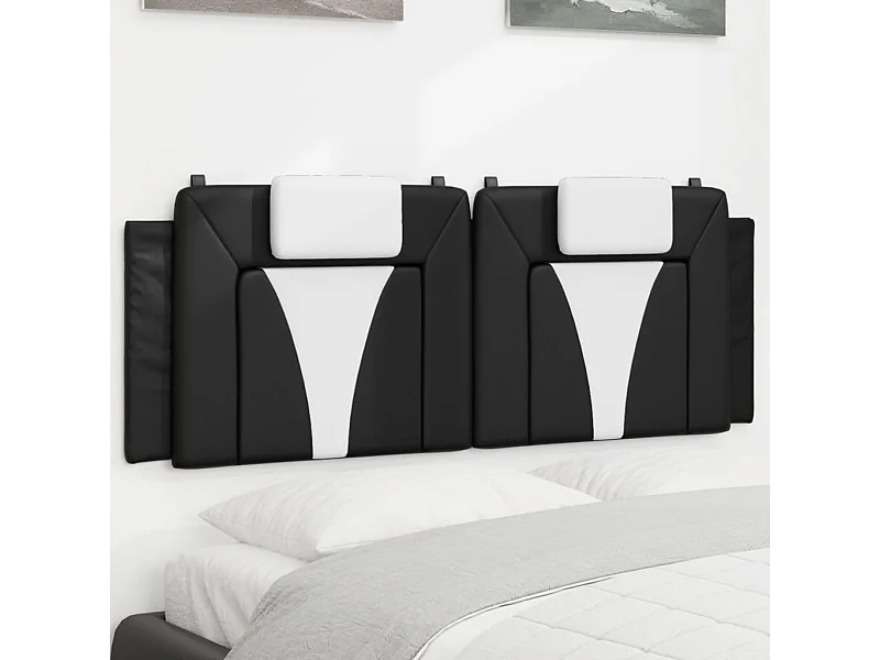 Coussin de tête de lit noir et blanc 140 cm similicuir