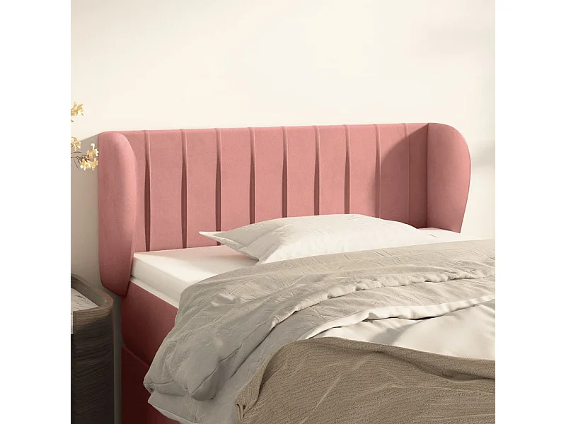 Tête de lit avec oreilles Rose 93x23x78/88 cm Velours
