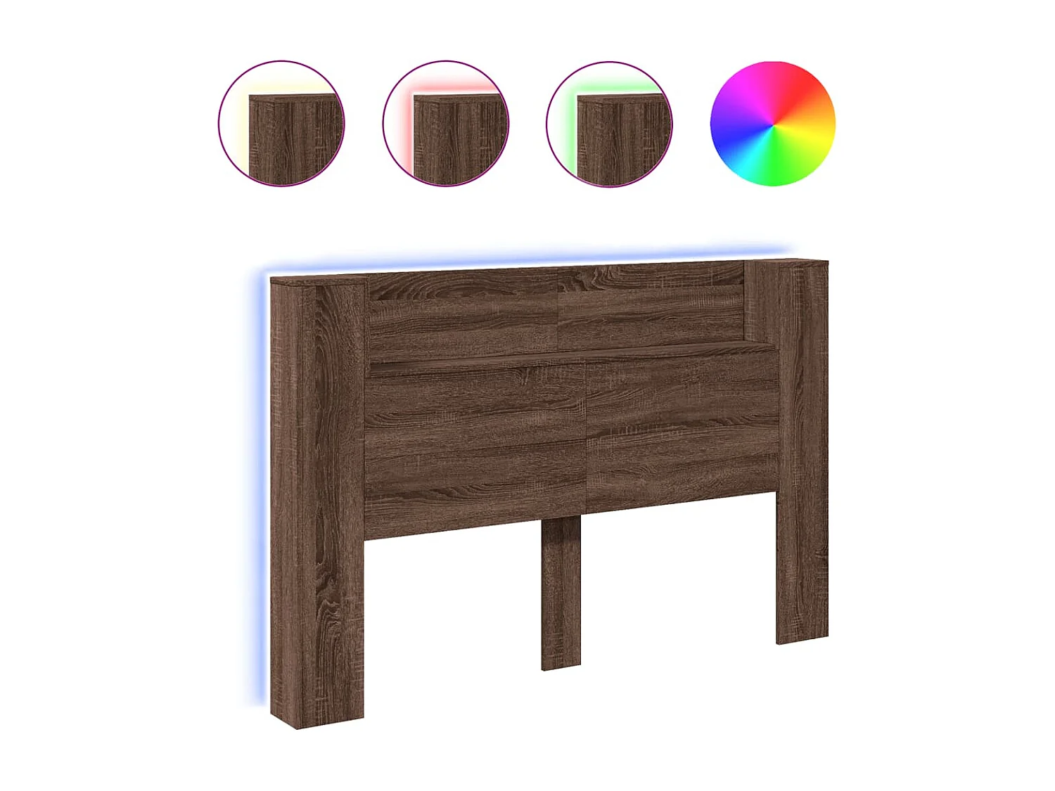 Armoire tête de lit avec LED chêne marron 160x16,5x103,5 cm