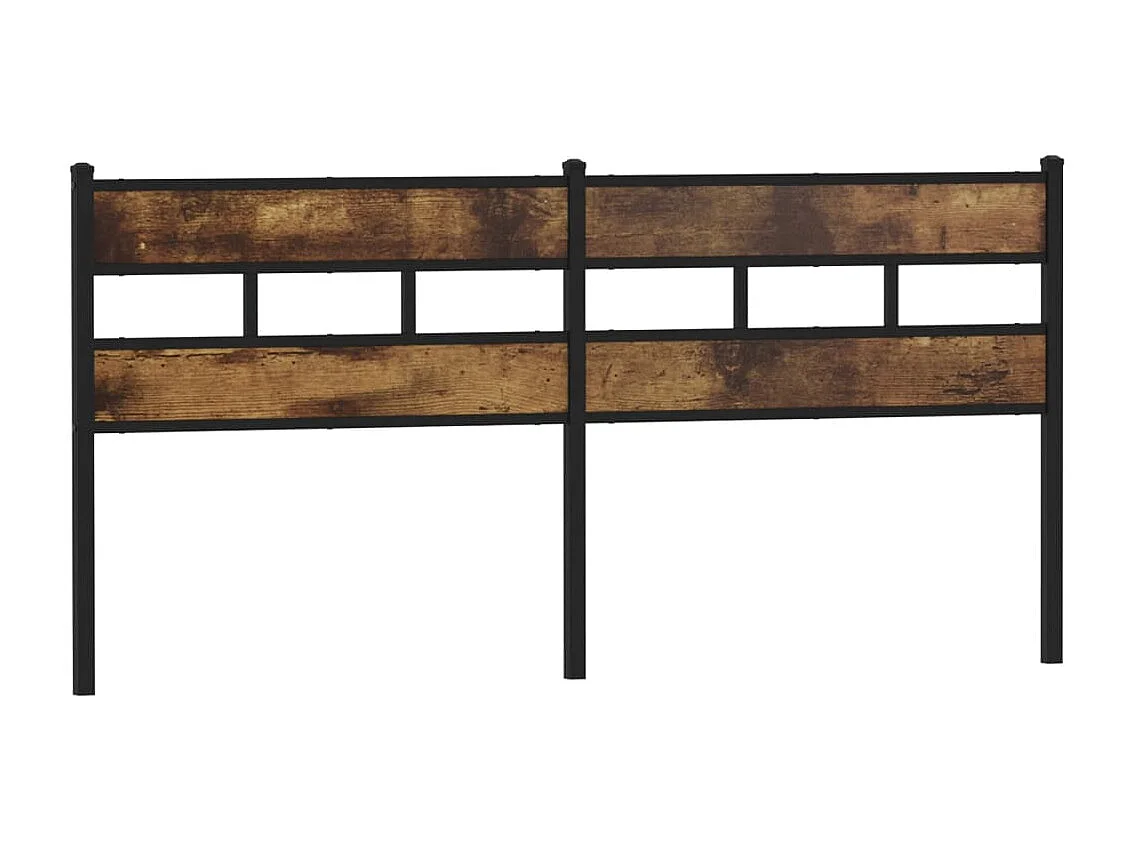 Cabecero de hierro y madera de ingeniería roble ahumado 180 cm