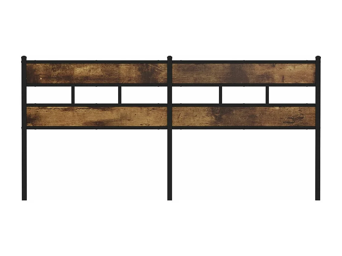 Cabecero de hierro y madera de ingeniería roble ahumado 180 cm