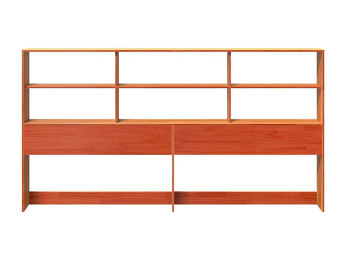 Tête de lit avec rangement cire marron 180cm bois massif de pin