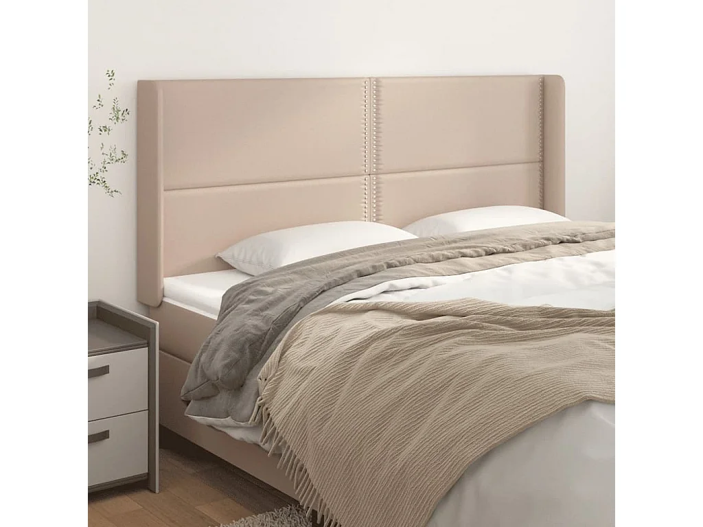 Testiera ad Orecchio Cappuccino 203x16x118/128 cm in Similpelle