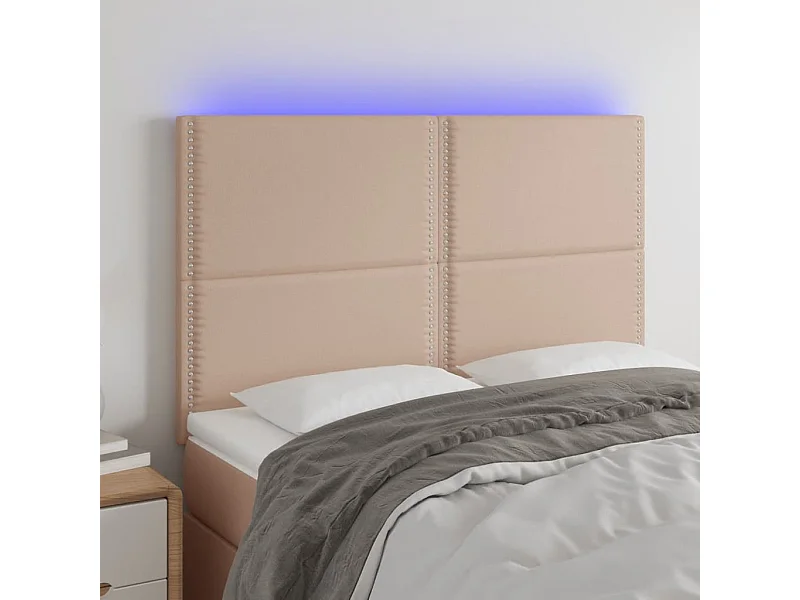 Tête de lit à LED Cappuccino 144x5x118/128 cm Similicuir