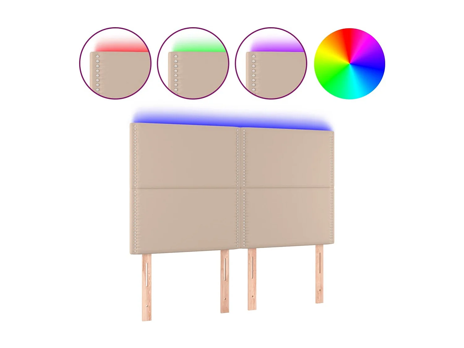 Tête de lit à LED Cappuccino 144x5x118/128 cm Similicuir