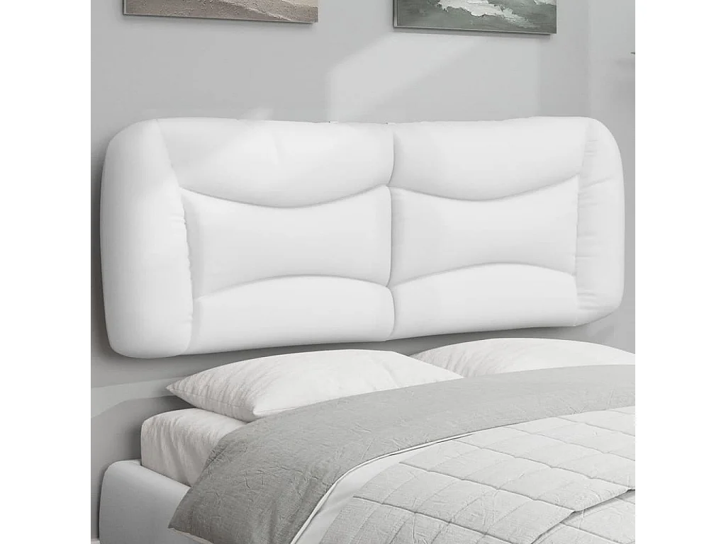 Coussin de tête de lit blanc 120 cm similicuir
