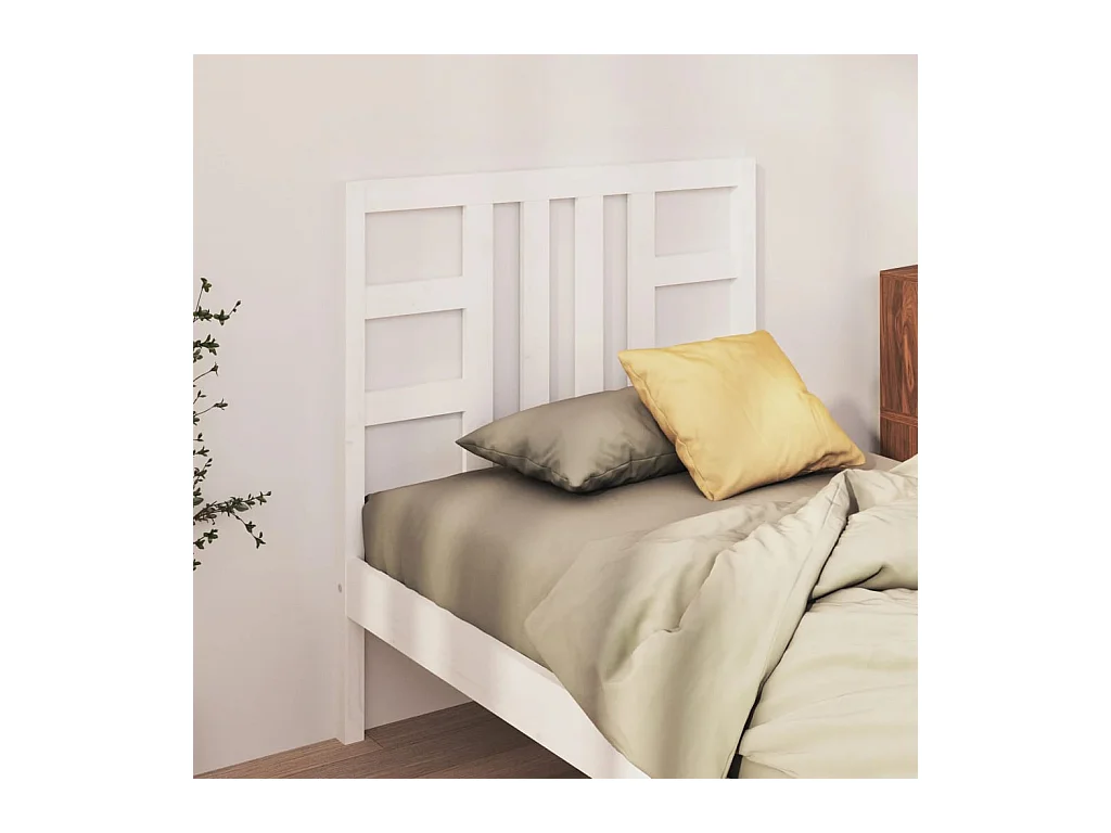 Testiera per Letto Bianca 106x4x100 cm Legno Massello di Pino
